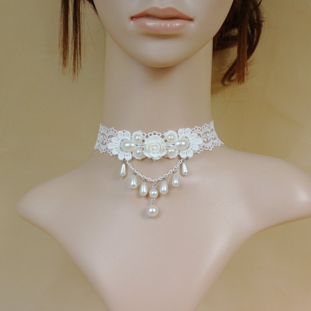 Wedding White Lace Princess Miyanobu Pearl Necklace - Picture 4 of 5